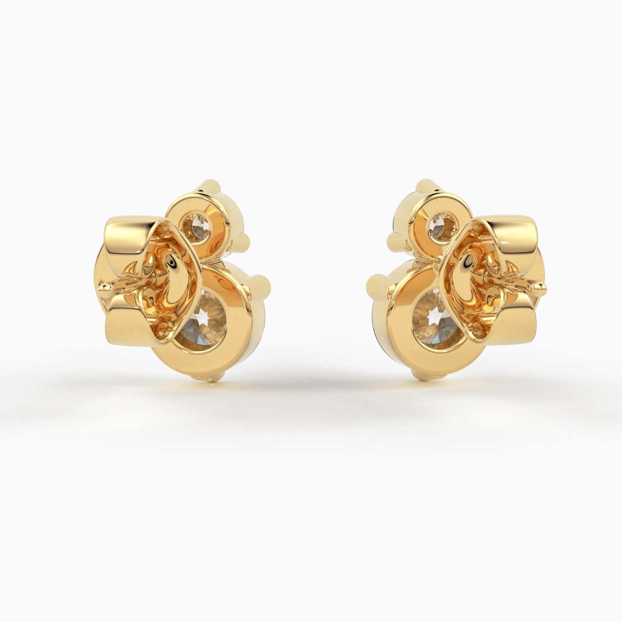 14k Gold Two Diamond Stud / 14k Solid Gold Unique Diamond Earrings / Second Hole Stud / Tiny Post Earring / Multiple Piercing Stud