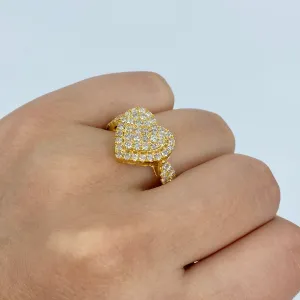 14K Heart Halo Diamond Ring