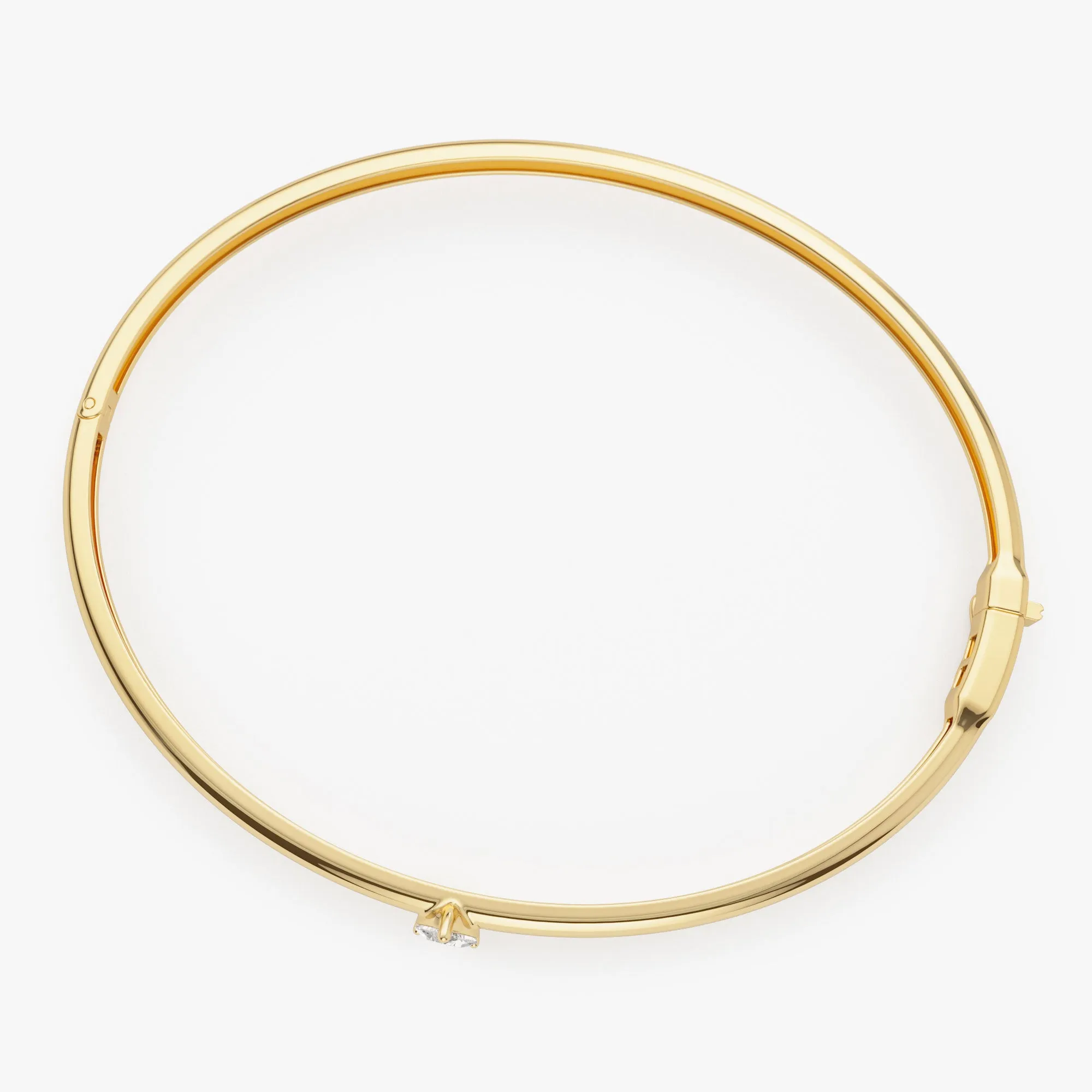 14K Heart Shape Diamond Solitaire Bangle