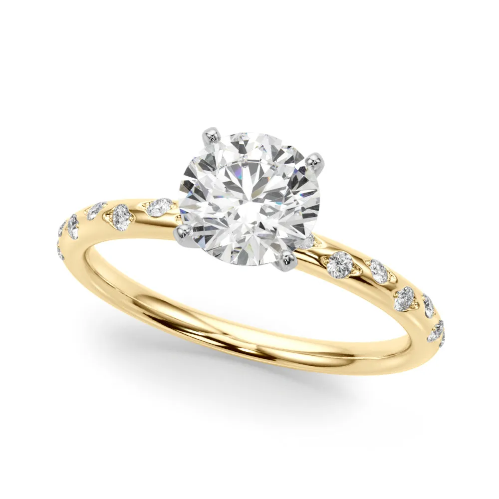 14K Inset Diamond Band Engagement Ring