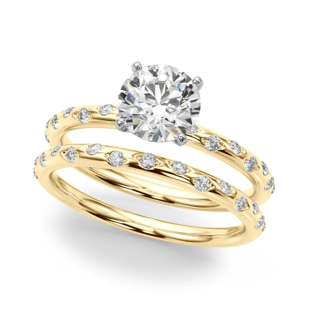 14K Inset Diamond Band Engagement Ring