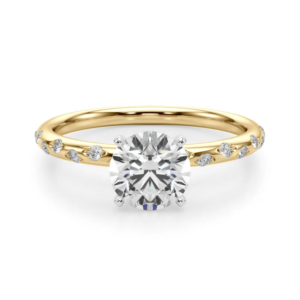 14K Inset Diamond Band Engagement Ring