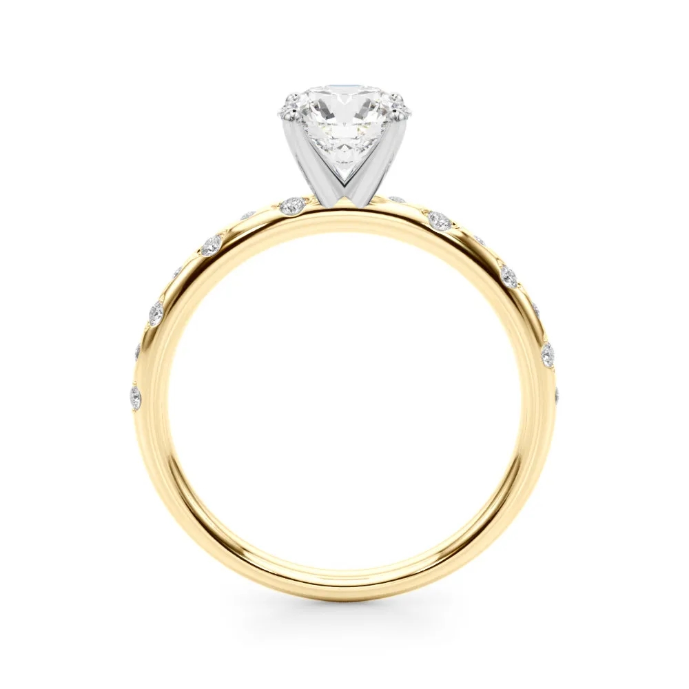14K Inset Diamond Band Engagement Ring