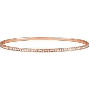 14K Rose 1 1/2 CTW Diamond Bangle Bracelet 7"