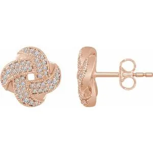 14K Rose 1/3 CTW Diamond Knot Earrings