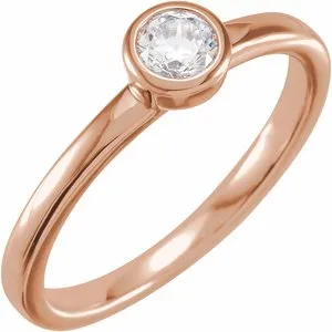 14K Rose 1/4 CT Lab-Grown Diamond Bezel-Set Ring