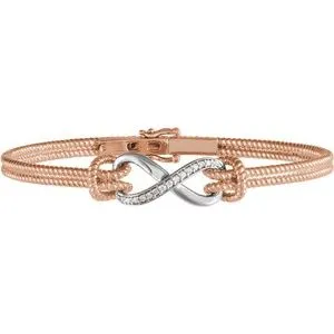 14K Rose & White 1/8 CTW Diamond Bangle 7.5" Bracelet