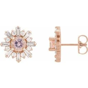 14K Rose Morganite & 3/4 CTW Diamond Earrings
