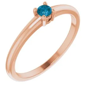 14K Rose Natural London Blue Topaz Ring