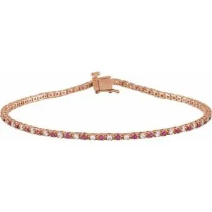 14K Rose Natural Ruby & 5/8 CTW Natural Diamond Line 7 1/4" Bracelet