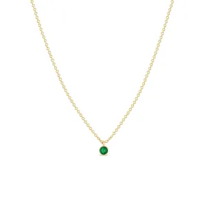 14k Single Emerald Pendant Necklace | May Birthstone