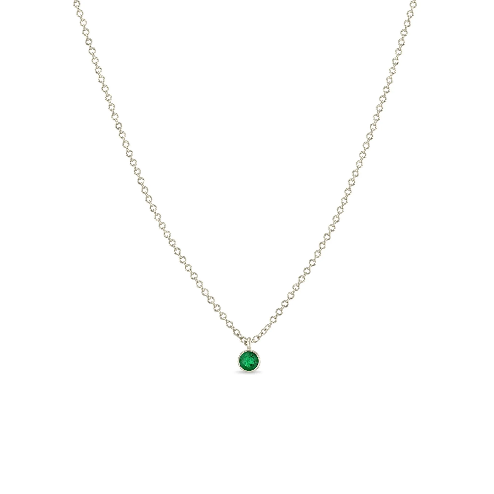 14k Single Emerald Pendant Necklace | May Birthstone