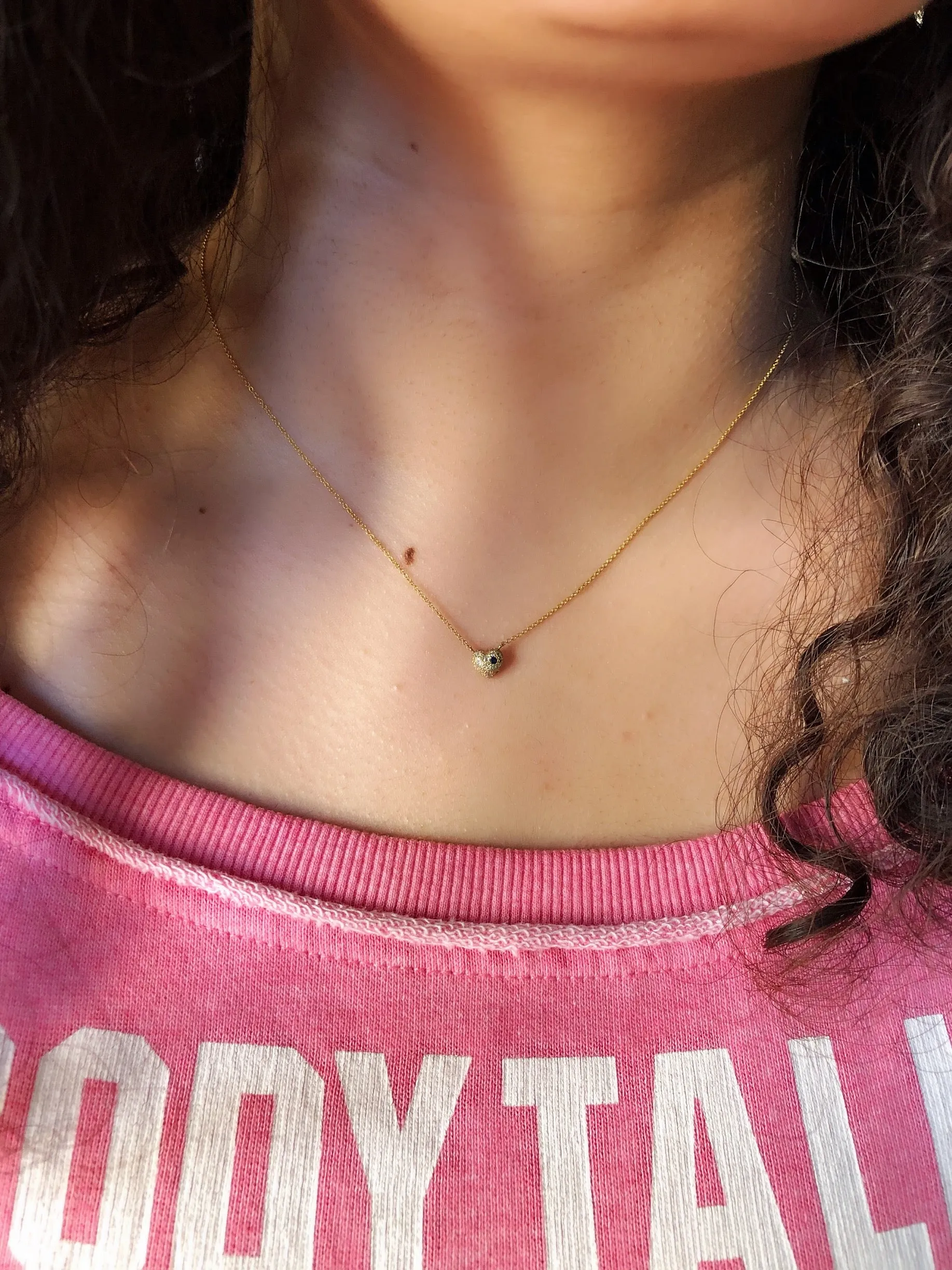 14K Solid Gold Heart-Shaped Sapphire Pendant