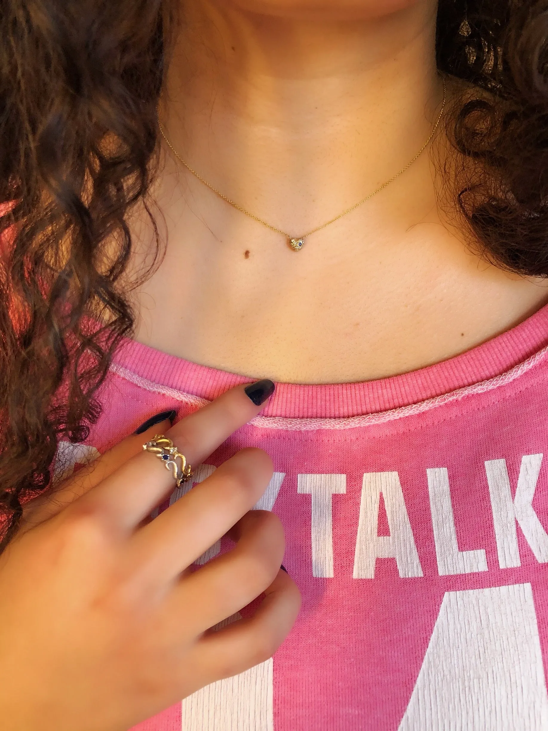 14K Solid Gold Heart-Shaped Sapphire Pendant