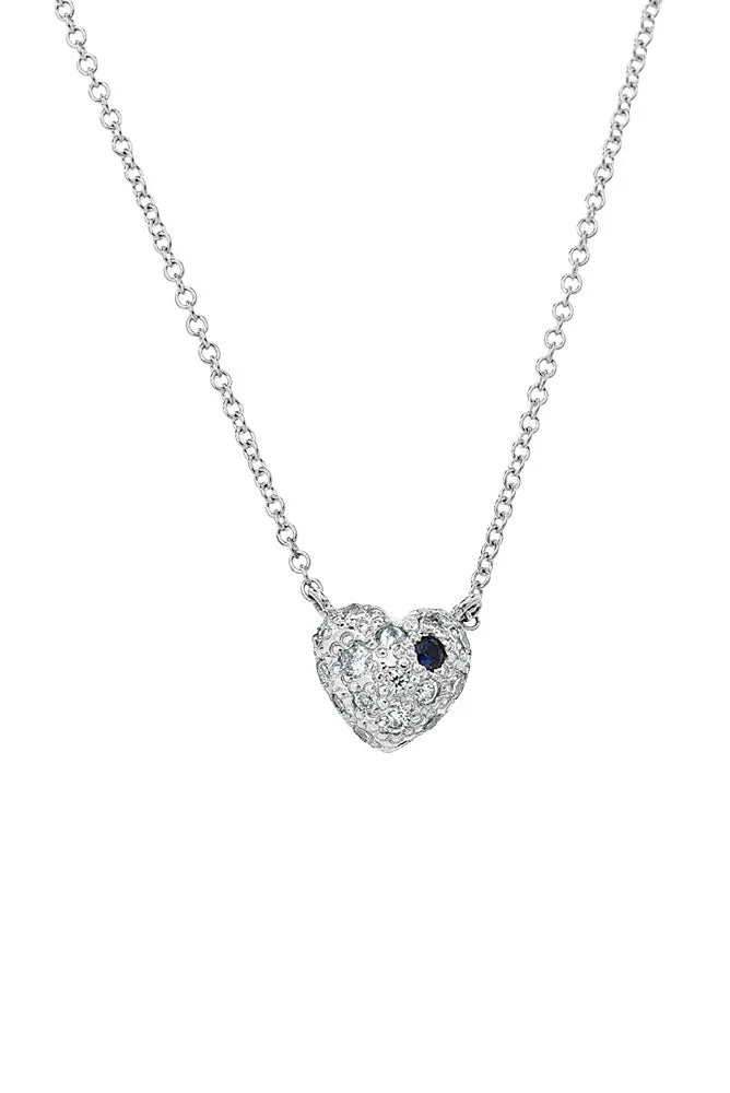 14K Solid Gold Heart-Shaped Sapphire Pendant