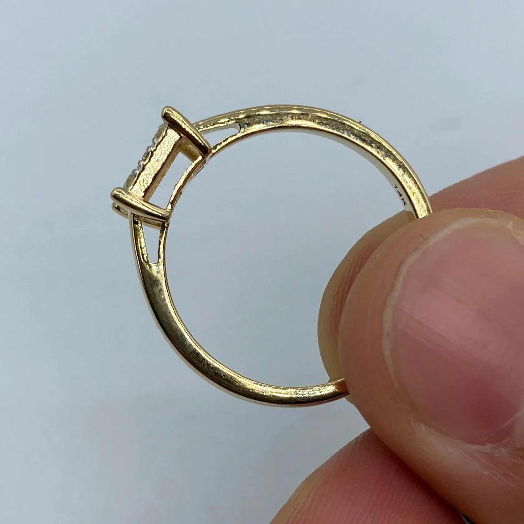 14K Square Diamond Engagement Ring