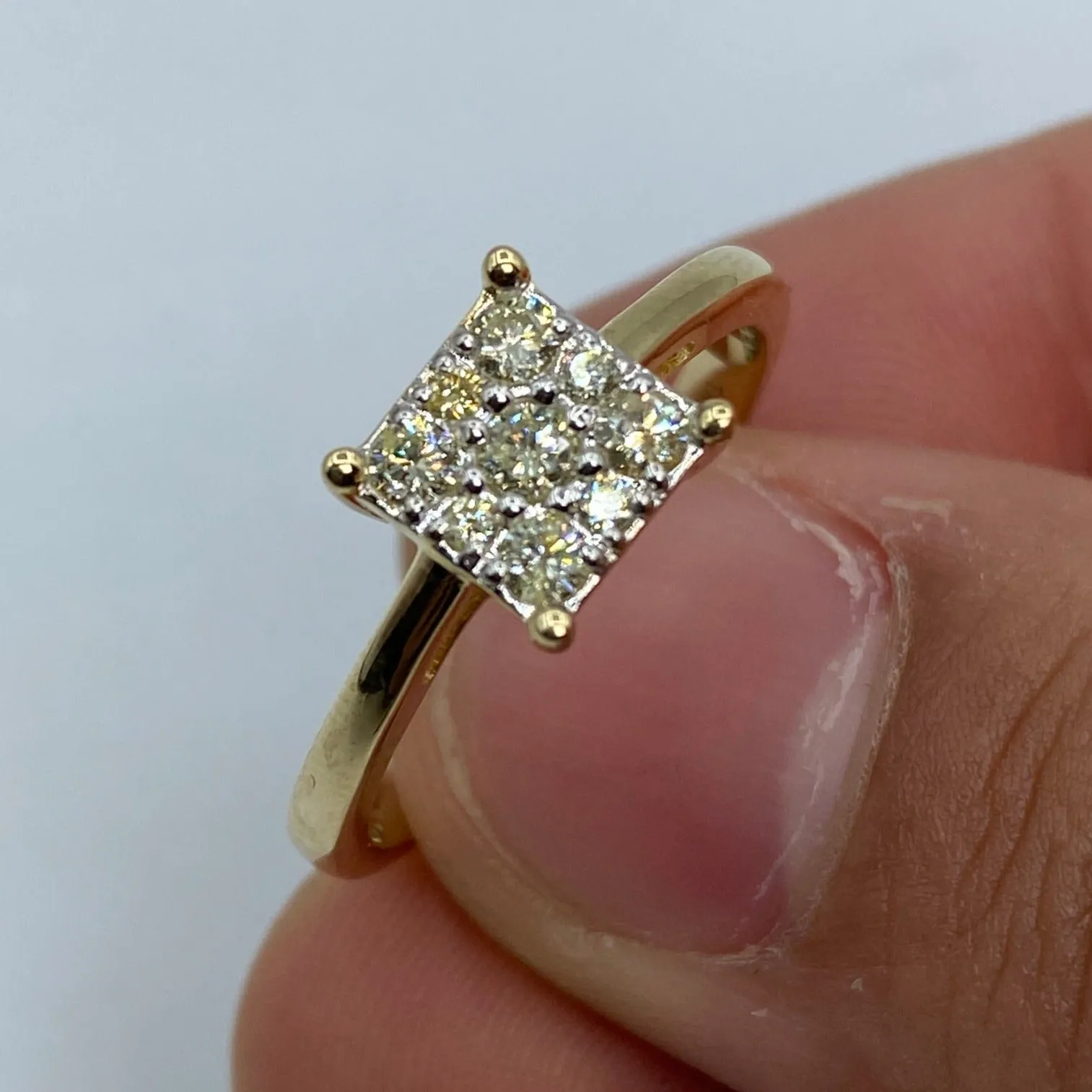14K Square Diamond Engagement Ring