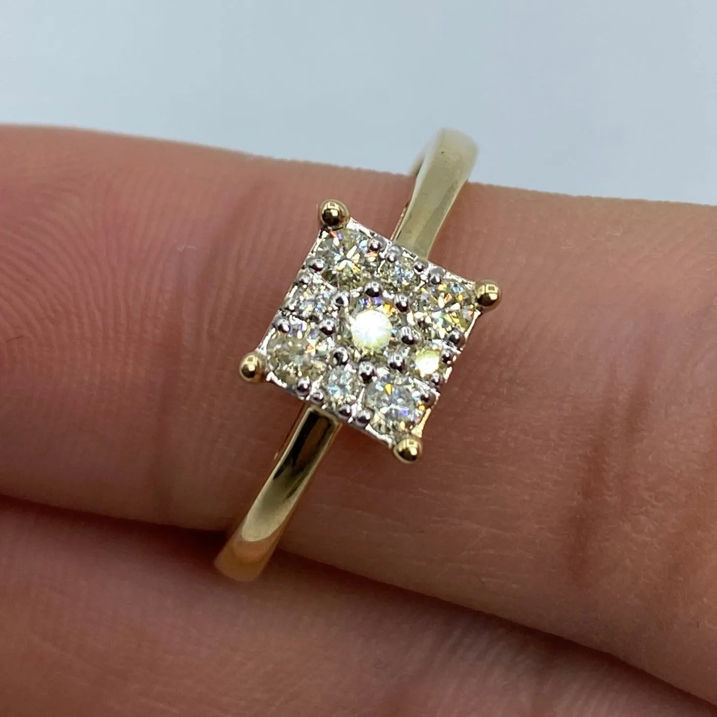 14K Square Diamond Engagement Ring