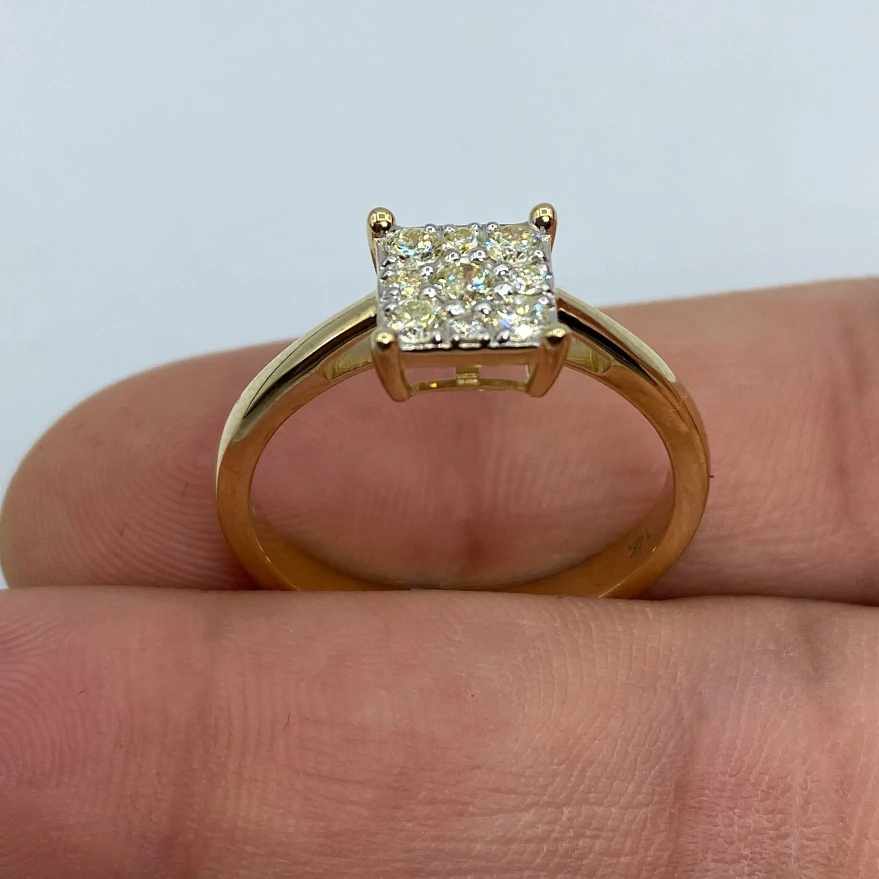 14K Square Diamond Engagement Ring