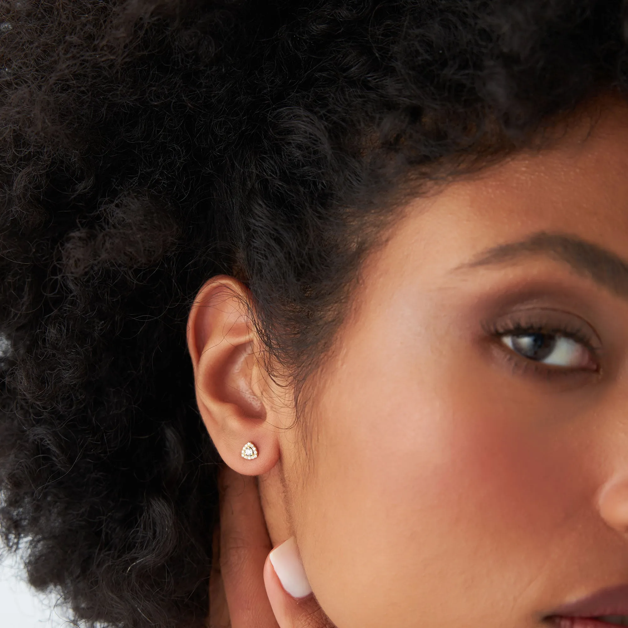 14k Triangle Halo Setting Diamond Studs