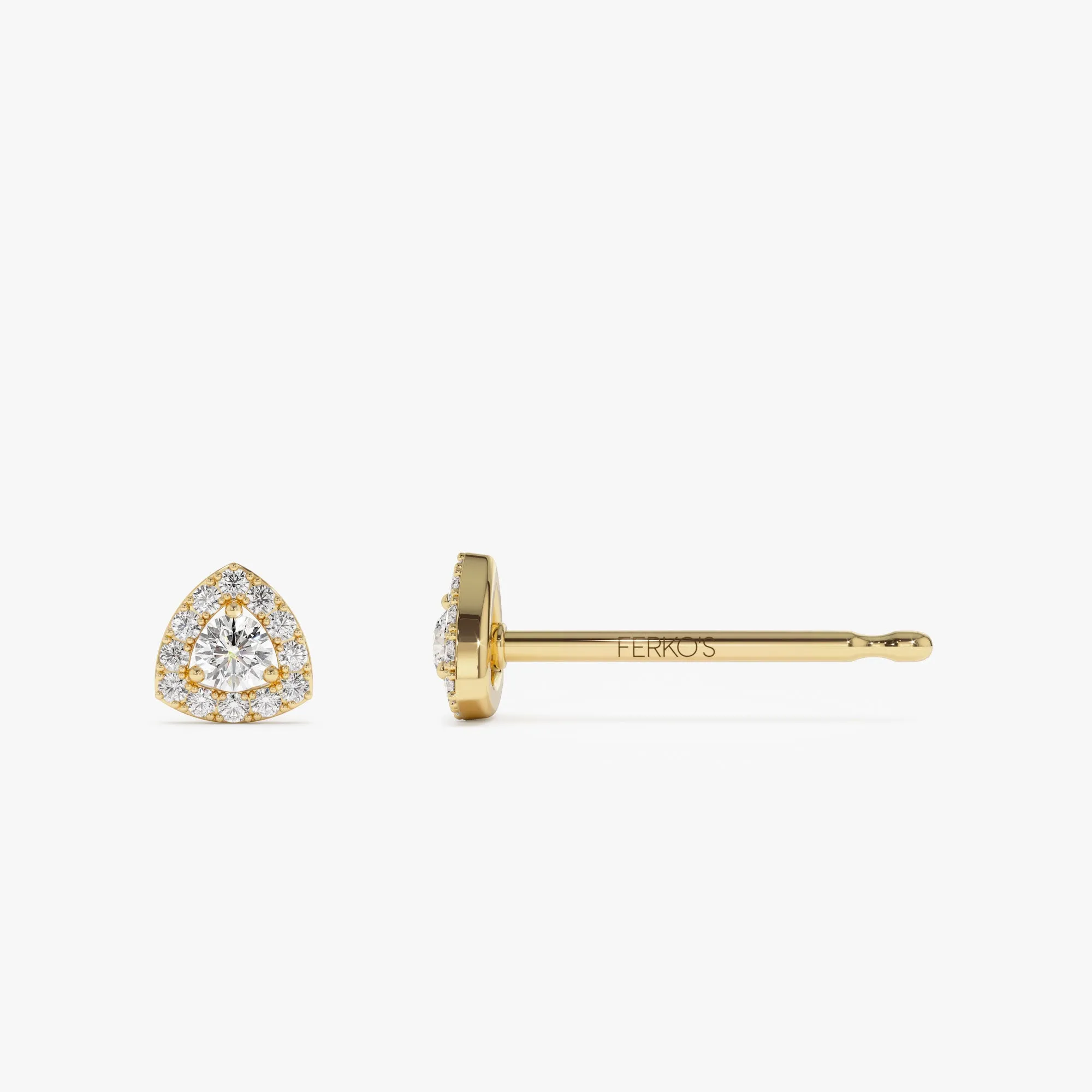 14k Triangle Halo Setting Diamond Studs