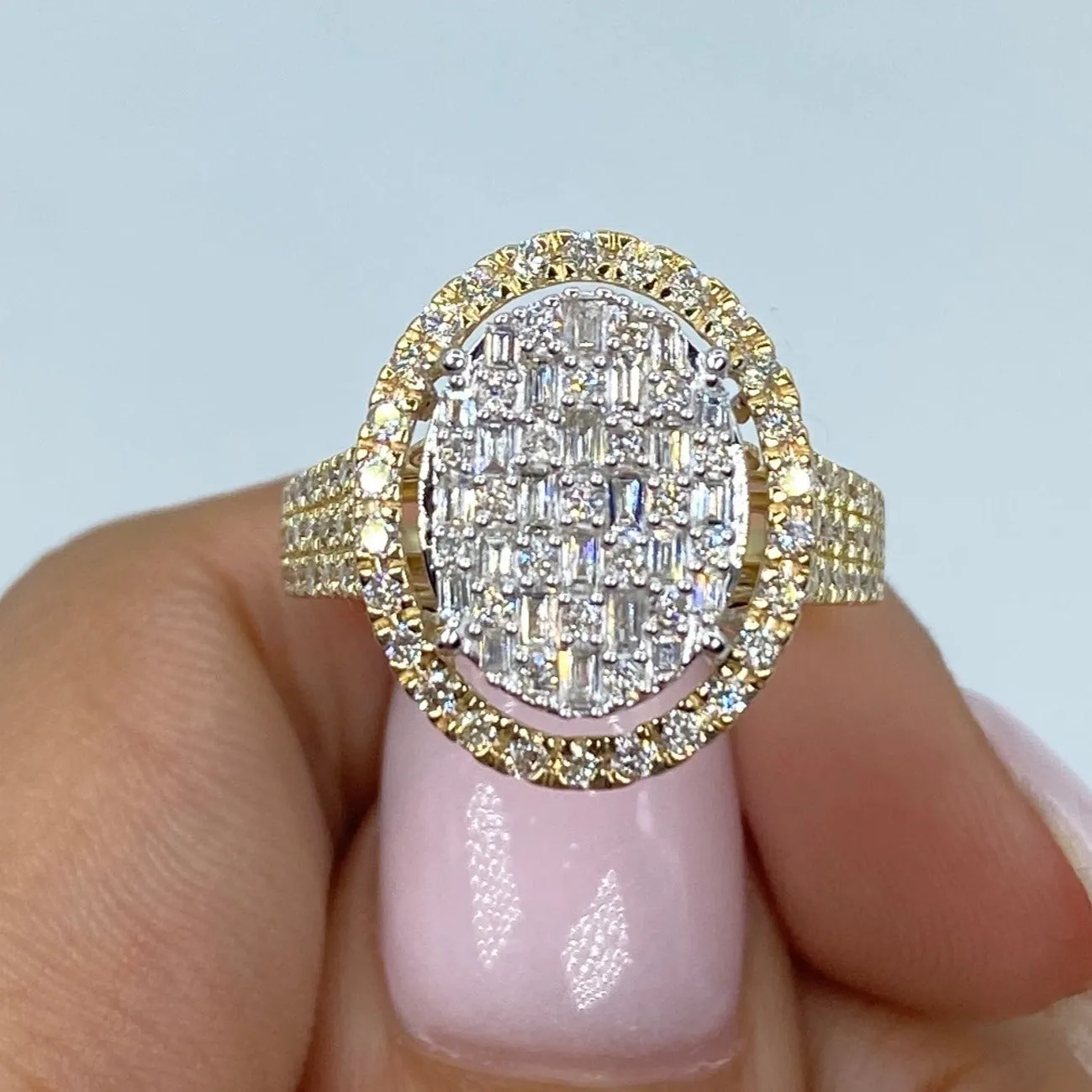 14K Vanity Oval Halo Diamond Ring