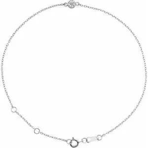 14K White 1/10 CT Natural Diamond Bezel-Set Solitaire 6 1/2-7 1/2" Bracelet