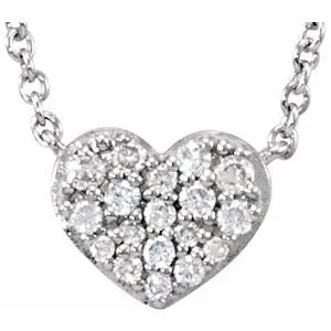 14K White 1/10 CTW Diamond Heart 18" Necklace
