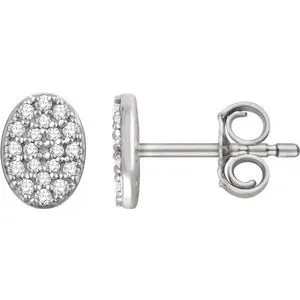 14K White 1/6 CTW Diamond Oval Cluster Earrings