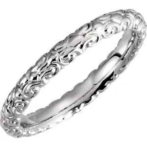 14K White 2.9 mm Sculptural-Inspired Band Size 7.5