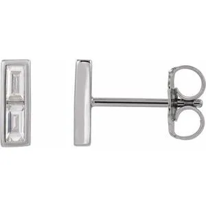 14K White 3/4 CTW Diamond Bar Earrings