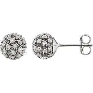 14K White 3/4 CTW Diamond Cluster Earrings