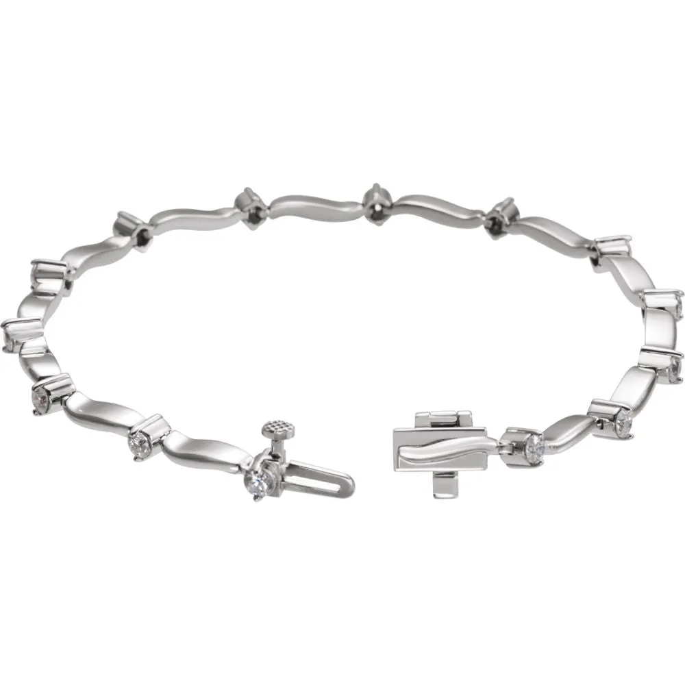 14k White Gold 1 CTW Diamond Line Bracelet