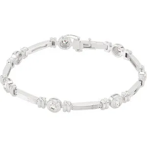 14k White Gold 1 CTW Diamond Line Bracelet