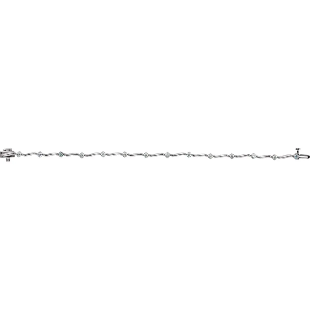 14k White Gold 1 CTW Diamond Line Bracelet