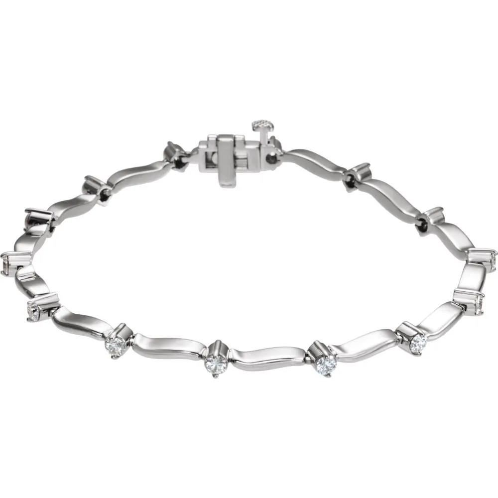 14k White Gold 1 CTW Diamond Line Bracelet