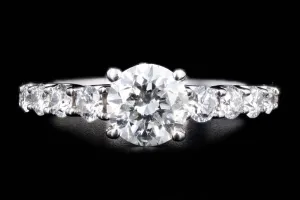 14K White Gold 1.01 Carat Round Brilliant Diamond Engagement GSI Certified