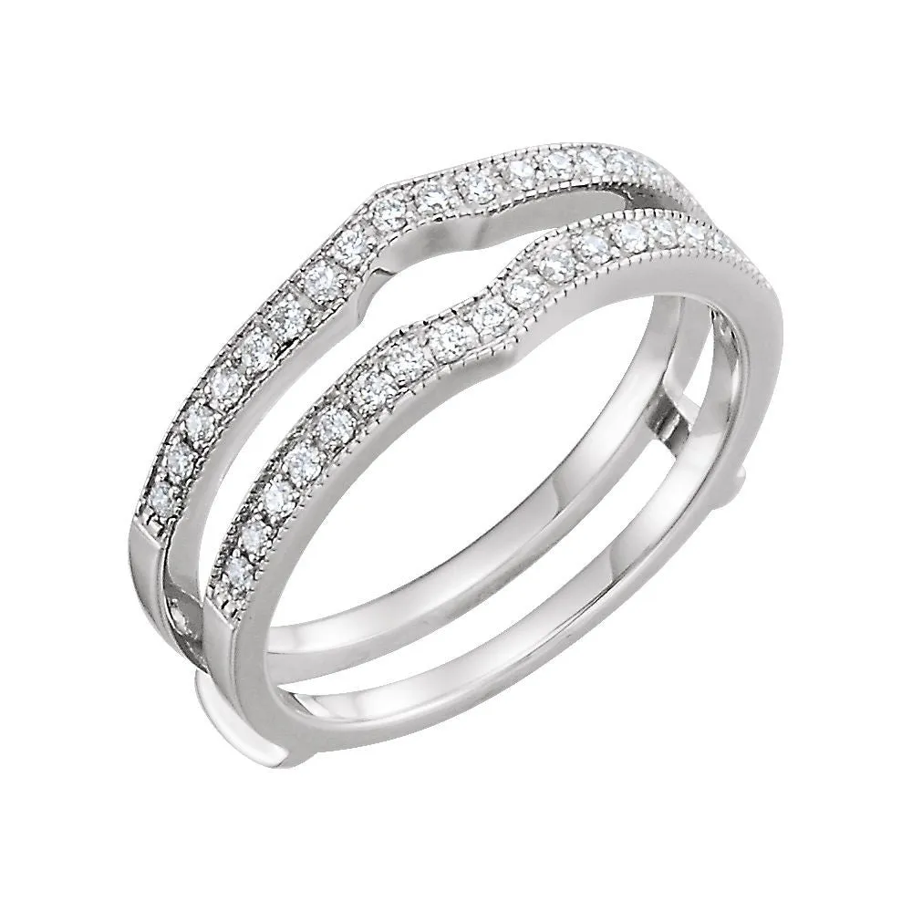 14k White Gold 1/4 CTW Diamond Ring Guard, Size 6