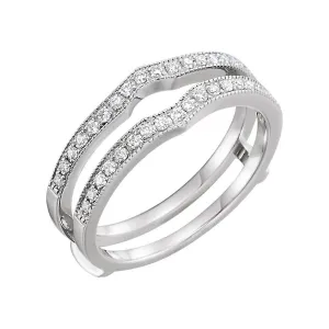 14k White Gold 1/4 CTW Diamond Ring Guard, Size 6