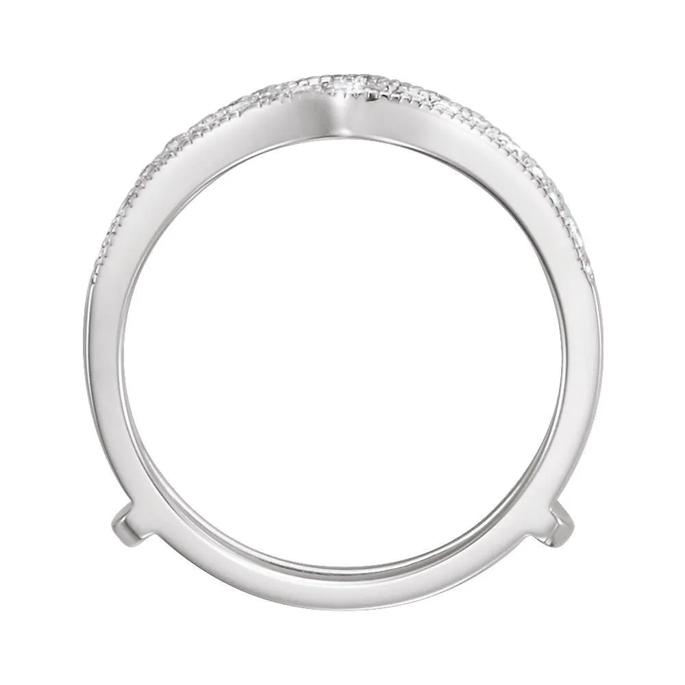 14k White Gold 1/4 CTW Diamond Ring Guard, Size 6