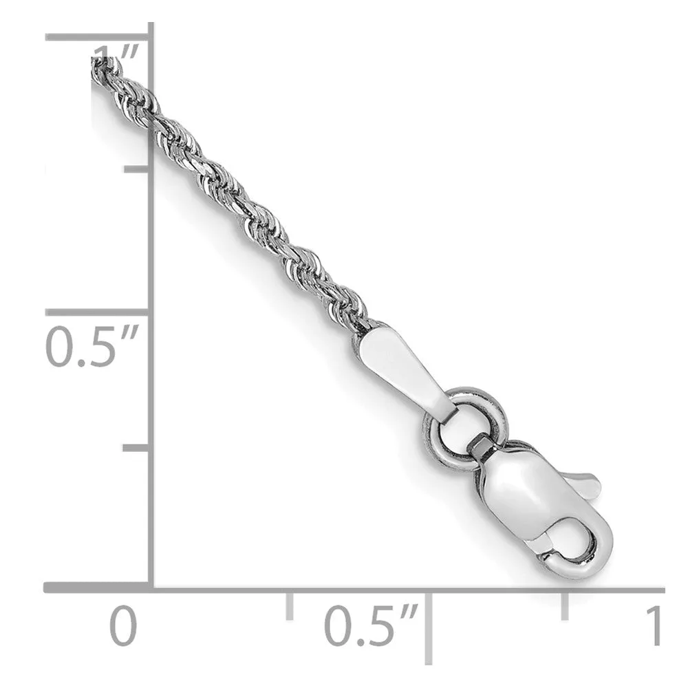 14k White Gold 1.5mm Diamond-cut Rope with Lobster Clasp Chain Bracelet