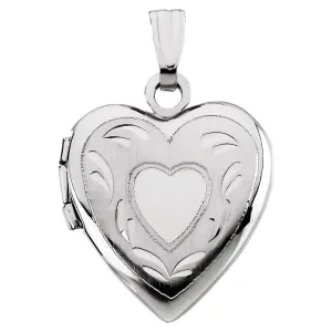 14k White Gold 17.50x14.75mm Heart Locket