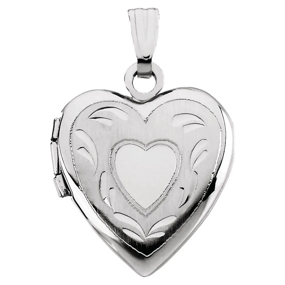 14k White Gold 17.50x14.75mm Heart Locket