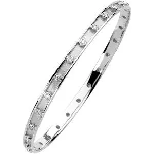 14k White Gold 3/4 CTW Diamond Bangle Bracelet