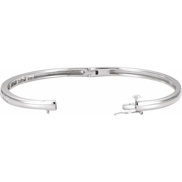 14K White Gold 5/8 CTW Natural Diamond Bangle Bracelet