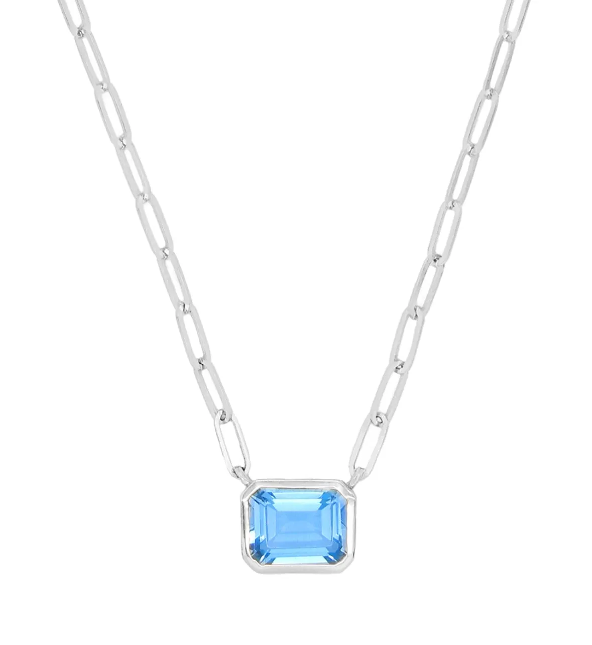 14k White Gold Blue Topaz Necklace