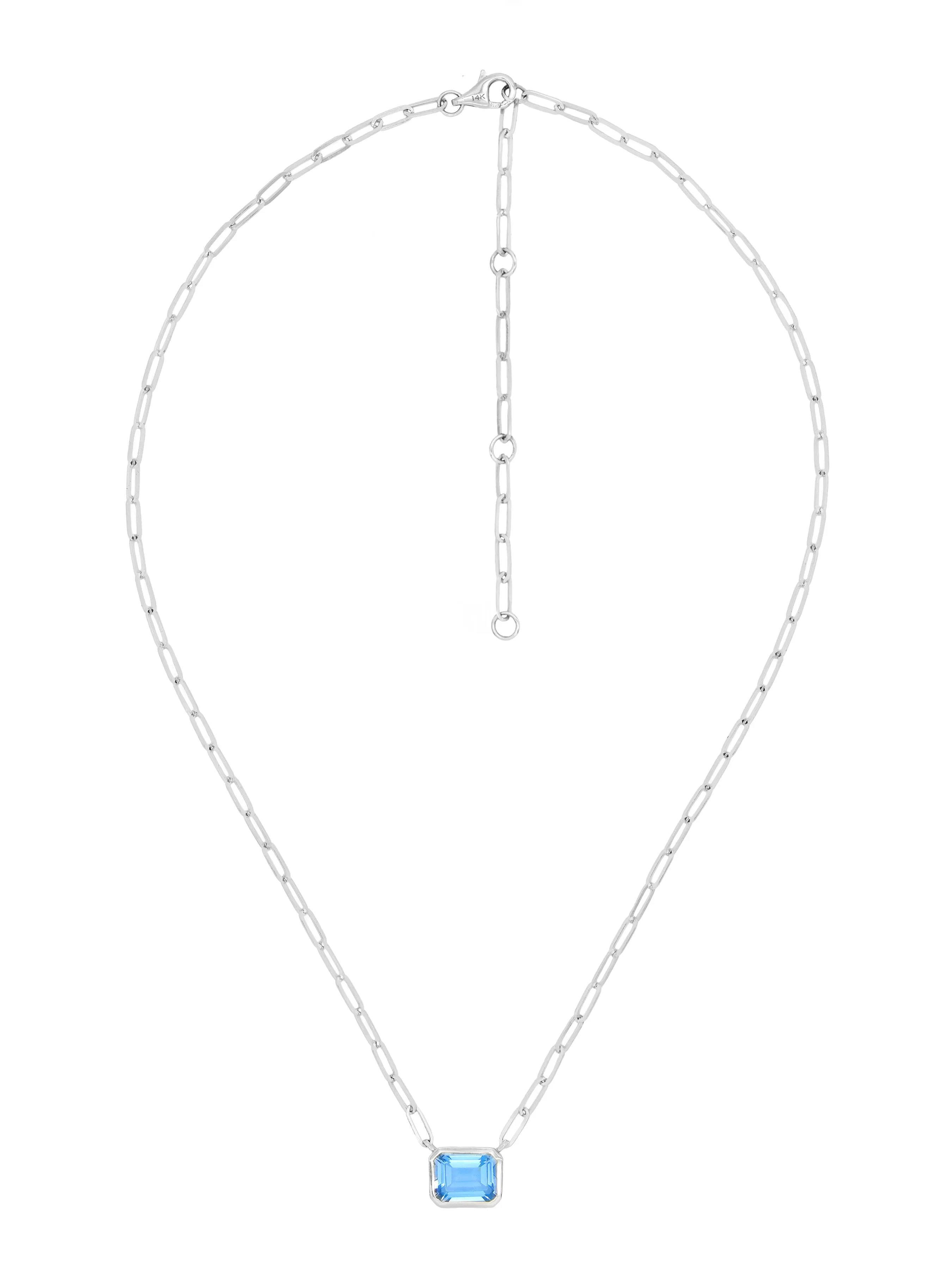 14k White Gold Blue Topaz Necklace