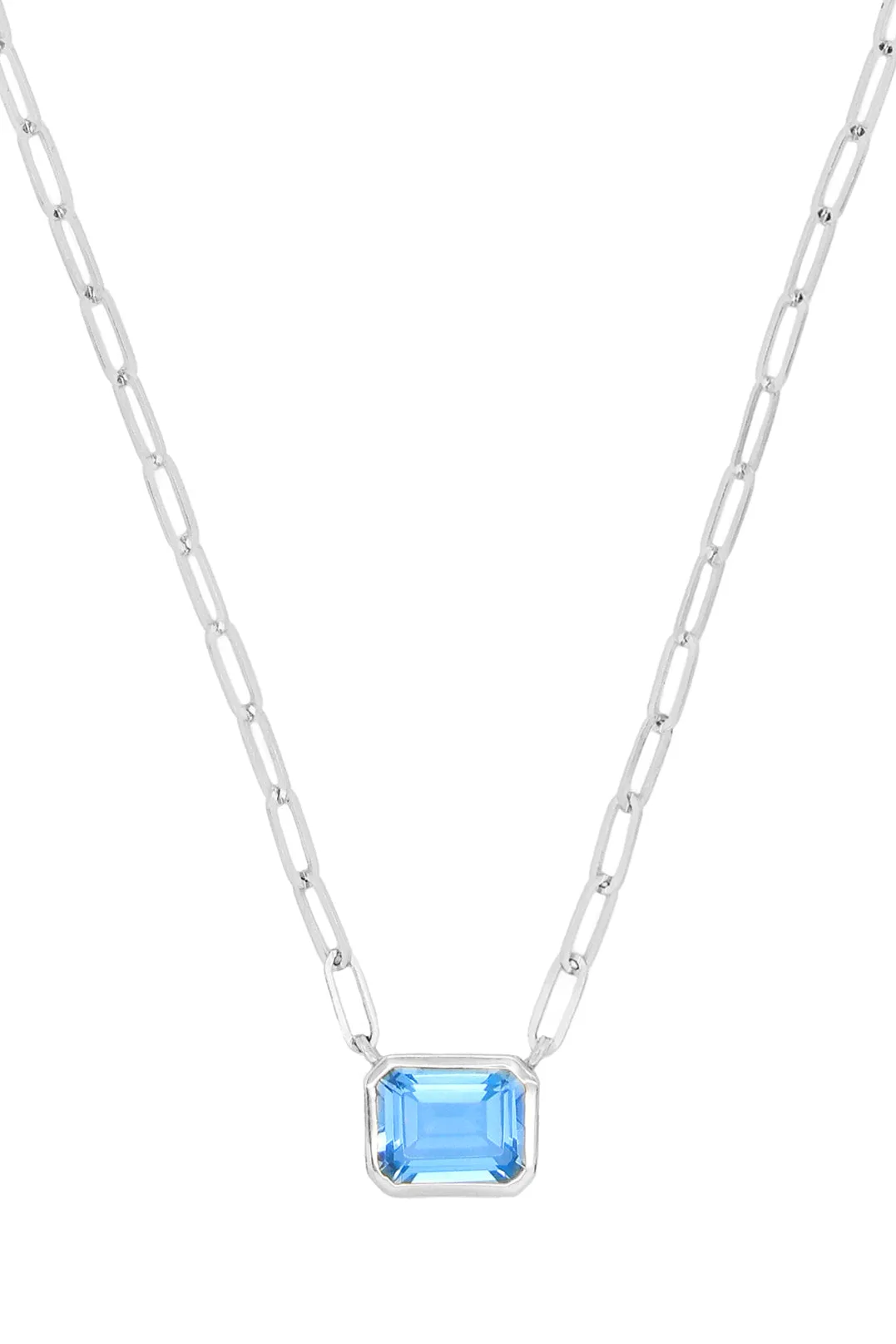 14k White Gold Blue Topaz Necklace