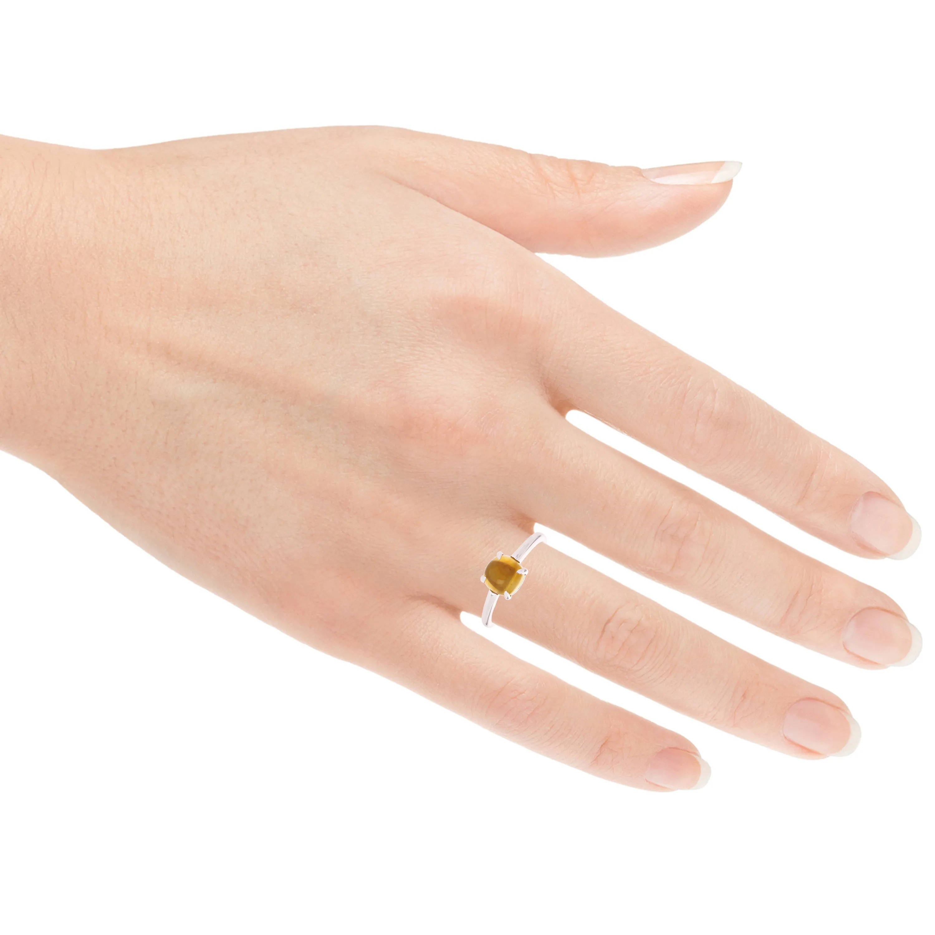 14k White Gold Citrine Solitaire Promise Ring Size 7