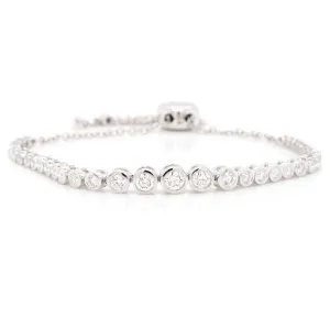 14k White Gold Diamond Bolo Bracelet